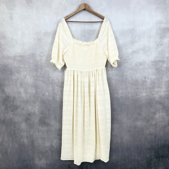 bohme Dresses & Skirts - Bohme Smocked Dress Womens Size Large Natural Prairie Bohemian Flowy Farmcore